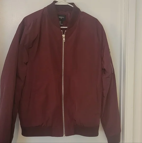 Forever 21 Men's Maroon Bomber Jacket - Picture 1 of 3